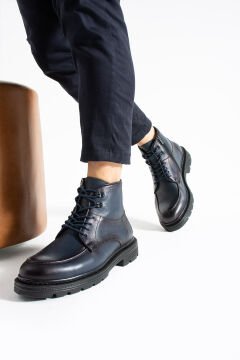 SHOEMAKER El Yapımı Lacivert Klasik Erkek Çizme Bot | Kışlık ve Suya Dayanıklı E-222LC