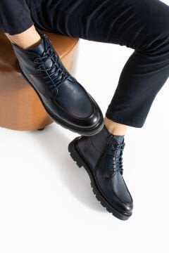 SHOEMAKER El Yapımı Lacivert Klasik Erkek Çizme Bot | Kışlık ve Suya Dayanıklı E-222LC