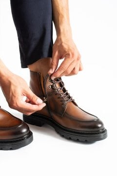 SHOEMAKER El Yapımı Taba Klasik Erkek Çizme Bot | Kışlık ve Suya Dayanıklı E-222TB