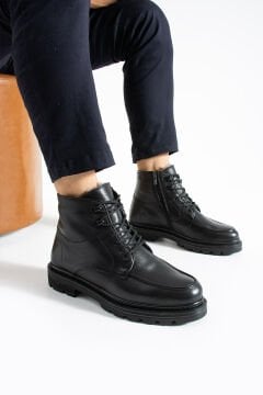 SHOEMAKER El Yapımı Kürklü Siyah Klasik Erkek Çizme Bot | Kışlık ve Suya Dayanıklı E-222SYH