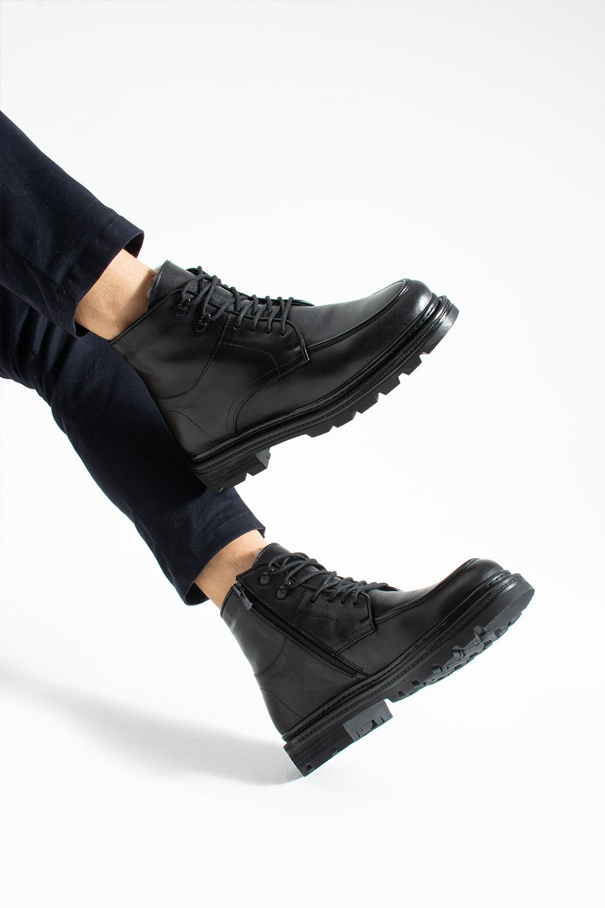 SHOEMAKER El Yapımı Kürklü Siyah Klasik Erkek Çizme Bot | Kışlık ve Suya Dayanıklı E-222SYH