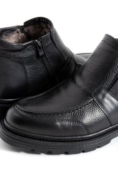 ShoeMaker Siyah Floter Deri Fermuarlı Kürklü Erkek Bot E-244SY