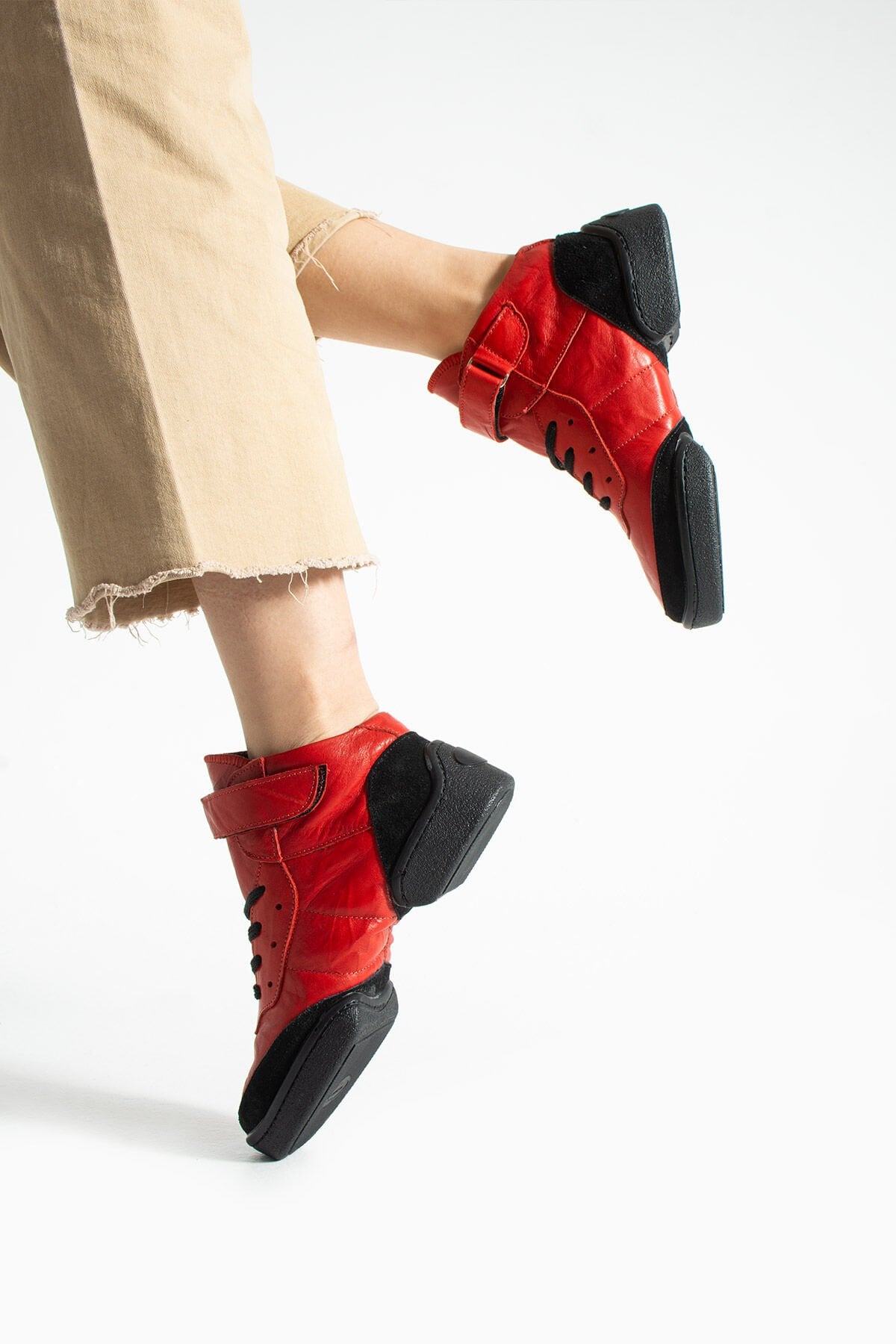 SüperSport Kırmızı Bayan,Erkek Hakiki Deri Dans ve Yürüyüş Ayakkabısı DSB-K