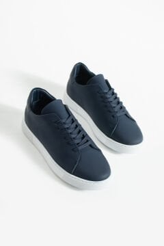 ShoeMaker Lacivert Mat Hakiki Deri Erkek Sneakers C-058LM