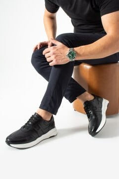 ShoeMaker Siyah Hakiki Deri El Yapımı Sneakers C-060SY