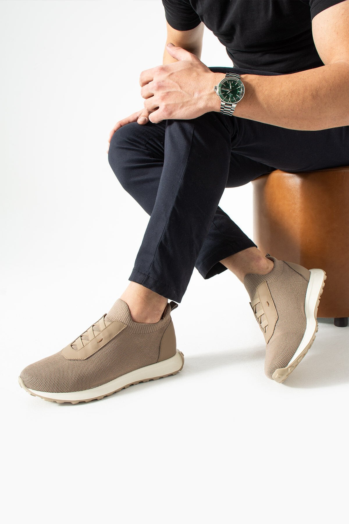 ShoeMaker Vizon Triko Hakiki Deri Erkek Sneakers TRK18-VZN