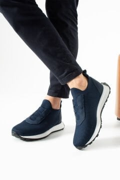 ShoeMaker Lacivert Triko Hakiki Deri Erkek Sneakers TRK18L