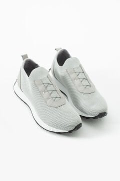 ShoeMaker Açık Gri Triko Hakiki Deri Erkek Sneakers TRK18G