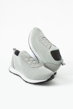 ShoeMaker Açık Gri Triko Hakiki Deri Erkek Sneakers TRK18G
