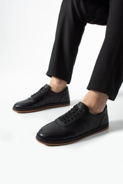 ShoeMaker Siyah Polman Hakiki Deri Rahat Erkek Sneaker C55SY