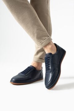 ShoeMaker Lacivert Polman Hakiki Deri Erkek Sneaker C55LC
