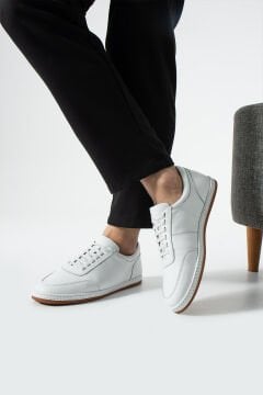 ShoeMaker Beyaz Polman Hakiki Deri Erkek Sneaker C55BY