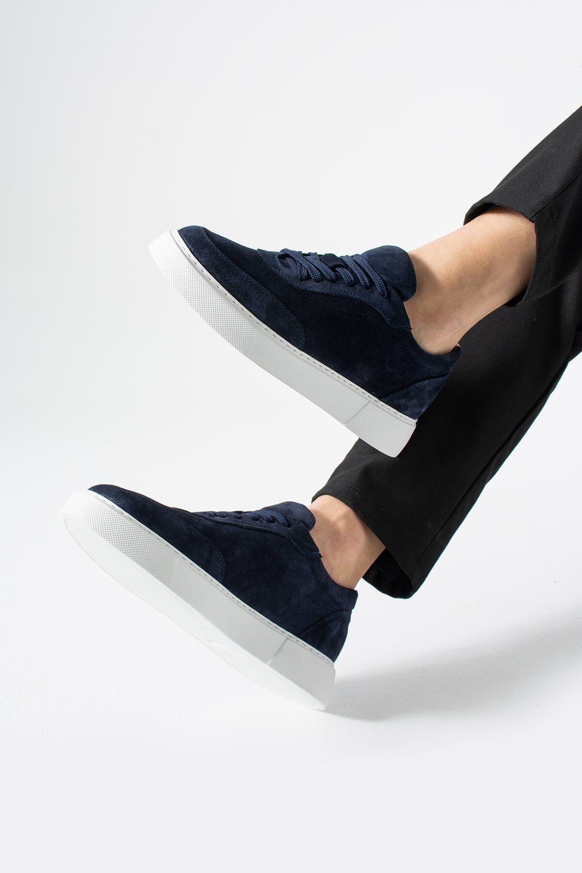 Bamigo Lacivert Süet Hakiki Deri Sneakers C51LS